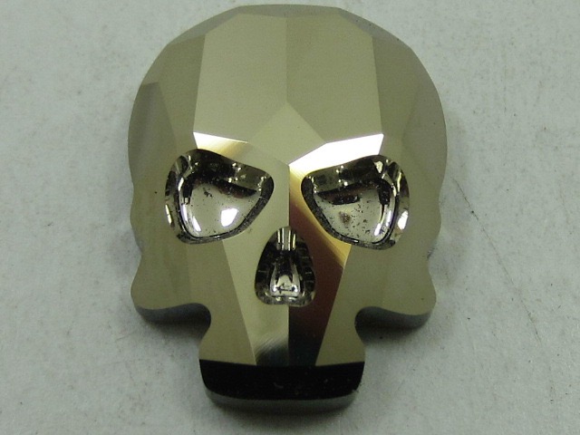 4 pcs. SKULL 10X7.5mm METALLIC LIGHT GOLD FLATBACK European Rhinestones